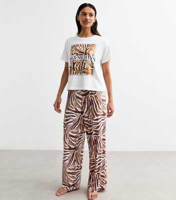 White Wild Nights In Zebra Print Pyjama Set