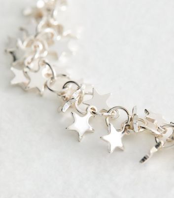 Silver Tone Star Charm Bracelet New Look