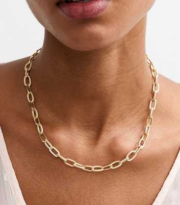 Gold Tone Twist and Clean Link Chain Necklace