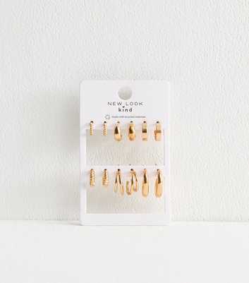 Pack Of 6 Gold Tone Earrings