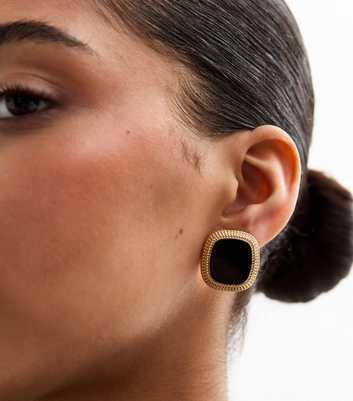 Black Enamelled Stud Earrings 