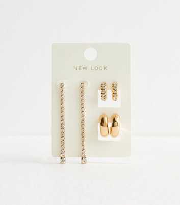 Pack Of 3 Mixed Design Gold Tone Earrings