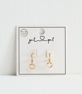 Gold Tone Heart Hoop Earrings New Look