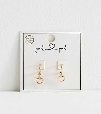 Gold Tone Heart Hoop Earrings