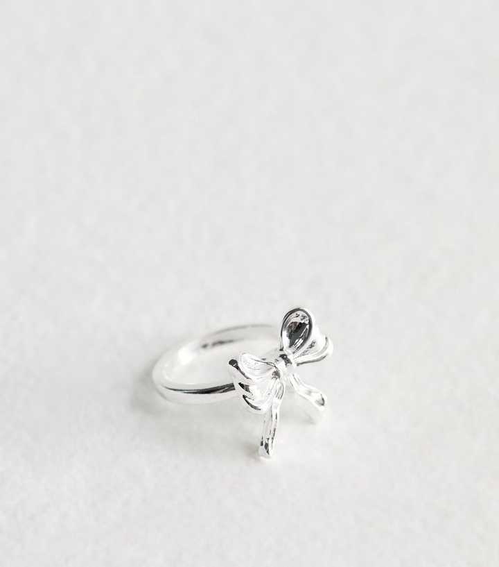 Silver Tone Bow Ring