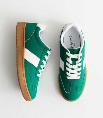 Green Side Stripe Lace Up Trainers 