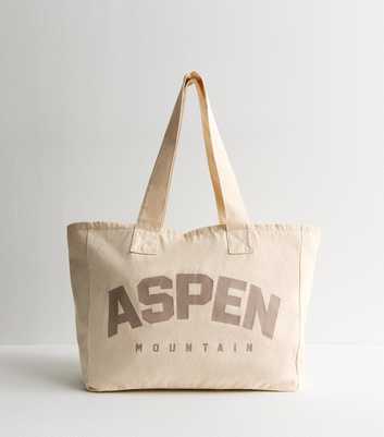 Cream Aspen Print Canvas Tote