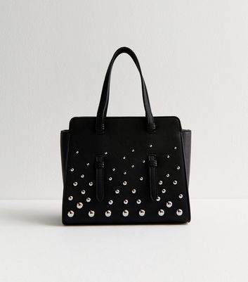 Black studded tote bag on sale