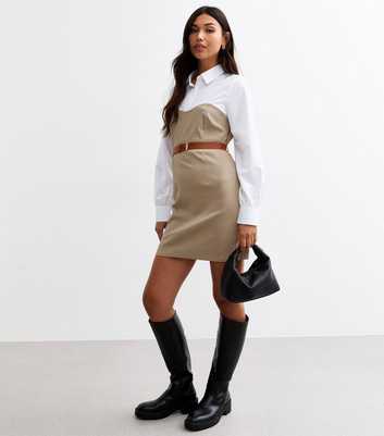 Stone Belted Mini Shirt Dress