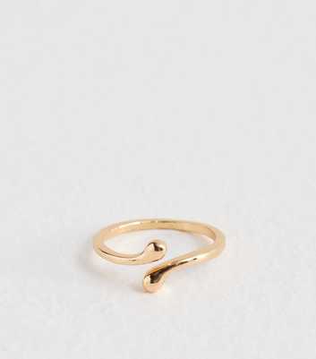 Gold Tone Skinny Teardrop Wrap Ring