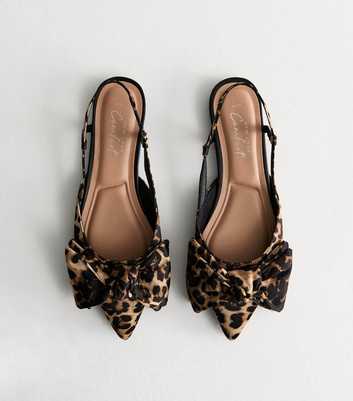 Brown Leopard Print Bow Slingback Pumps