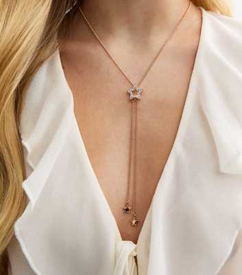 Rose Gold Tone Embellished Star Necklace