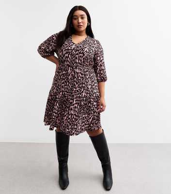 Curves Pink Animal Print Mini Dress