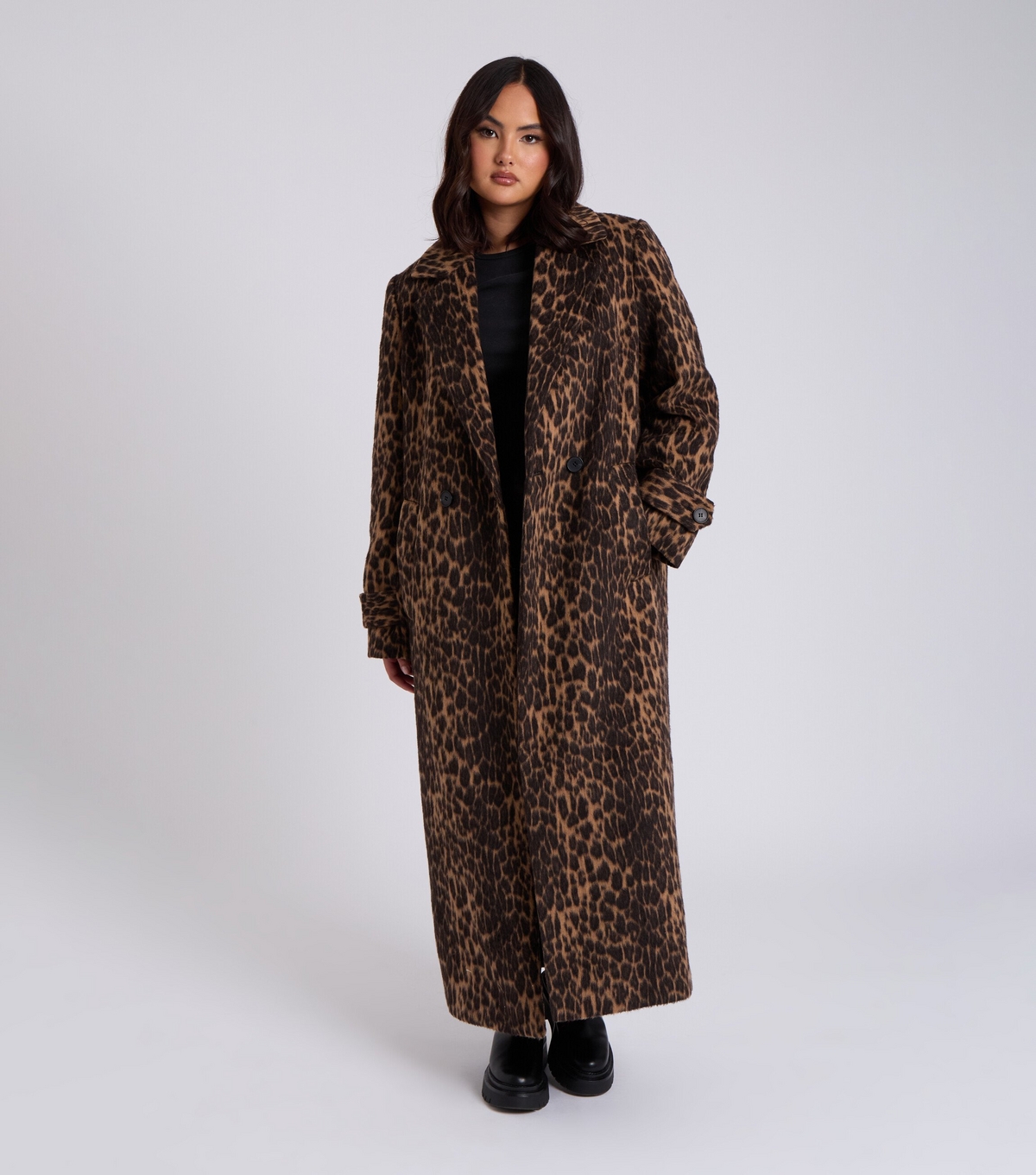 Women's Brown Leopard Print Longline Coat Urban Bliss New Look