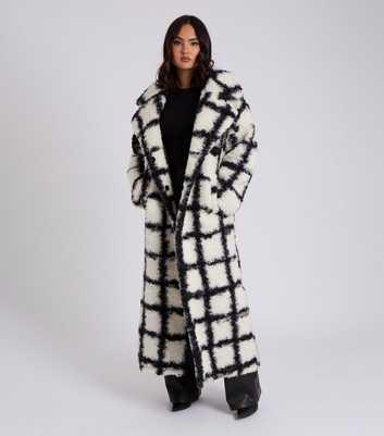 Urban Bliss Black Check Oversized Borg Coat 