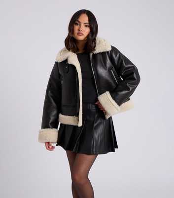 Urban Bliss Black Faux Shearling Aviator Jacket