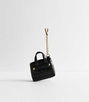 Black Crocodile Effect Faux Leather Bag Charm