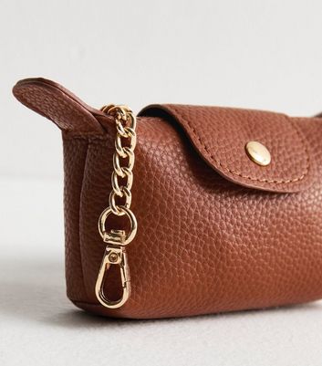 Tan Faux Leather Mini Bag Charm New Look