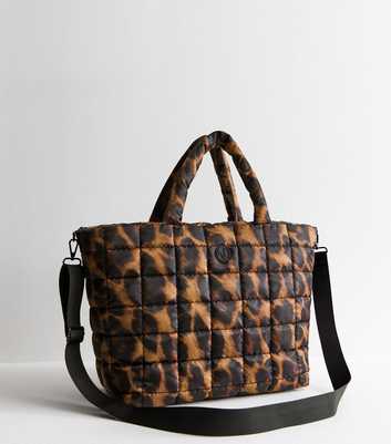 Black Leopard Print Padded Tote Bag