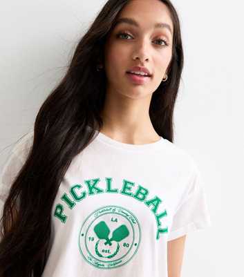 Girls White Cotton Pickleball Boxy T-Shirt