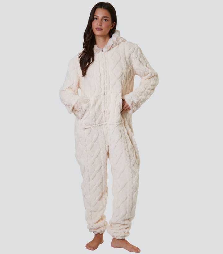 Loungeable Cream Cable Fleece Onesie