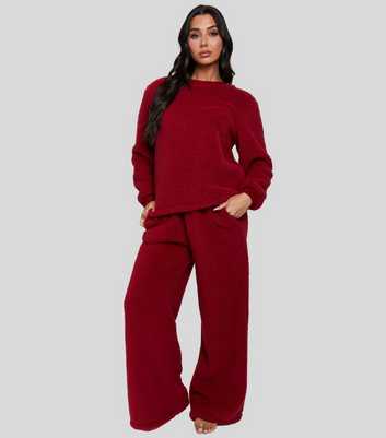Loungeable Burgundy Borg Lounge Set