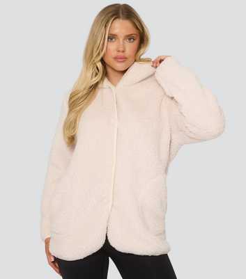 Loungeable Cream Borg Hooded Cardigan