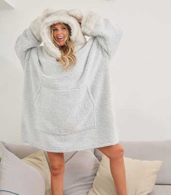 Loungeable Grey Hooded Borg Lounge Jumper