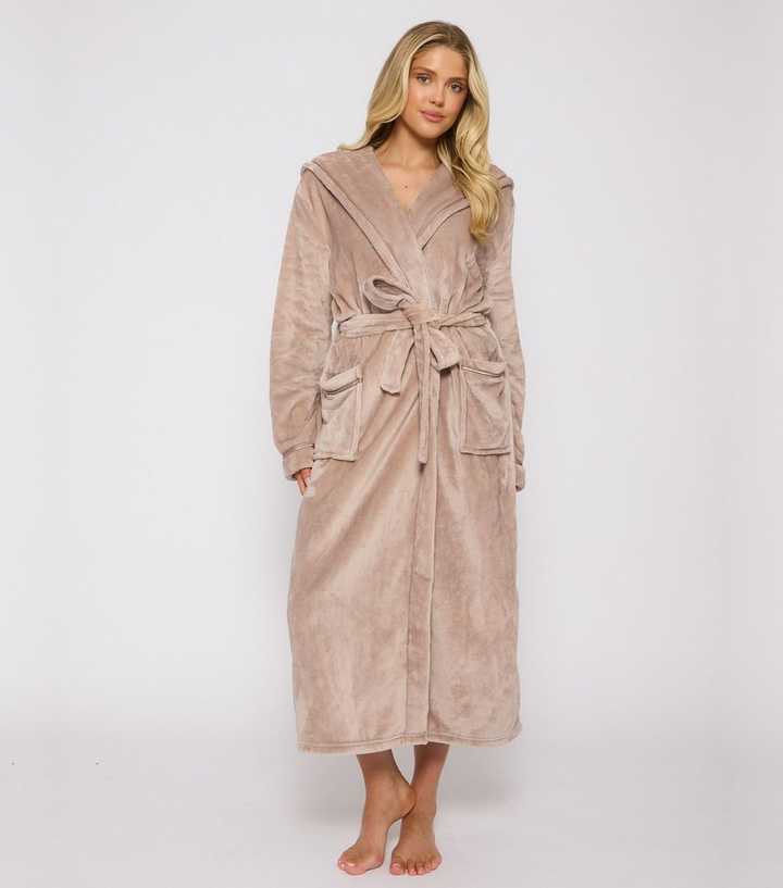 Loungeable Brown Hooded Fleece Robe