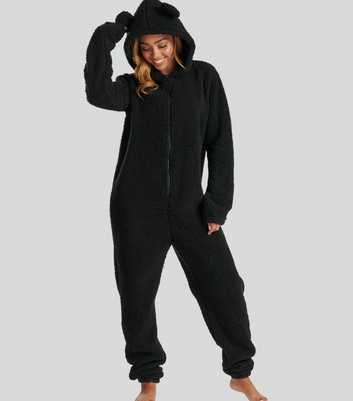 Loungeable Black Hooded Onesie with Ears