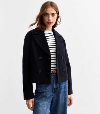 Navy Cropped Pea Coat