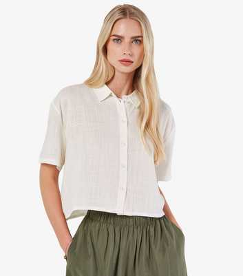 Apricot Cream Linen-Blend Boxy Shirt