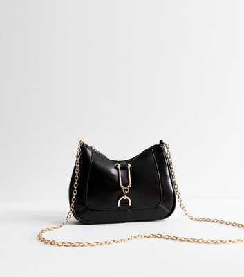 Black Panelled Faux Leather Crossbody Bag