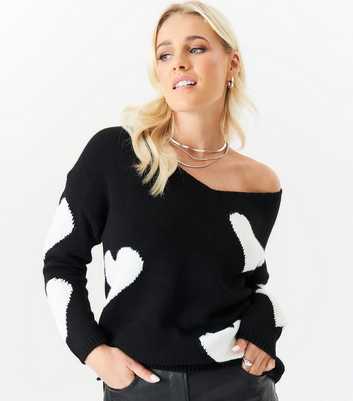 Gini London Black Heart Knit Jumper