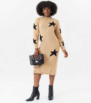 Gini London Cream Star Knit Midi Dress