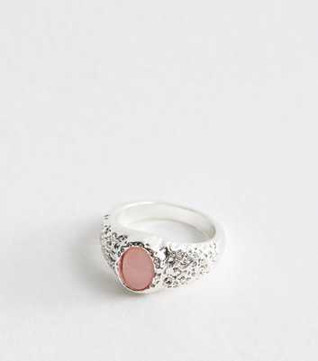 Silver Tone Resin Textured Ring 