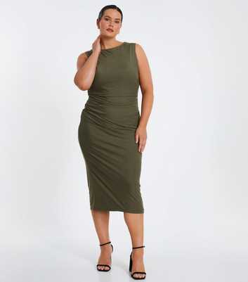 QUIZ Curves Ruched Mesh Midaxi Dress