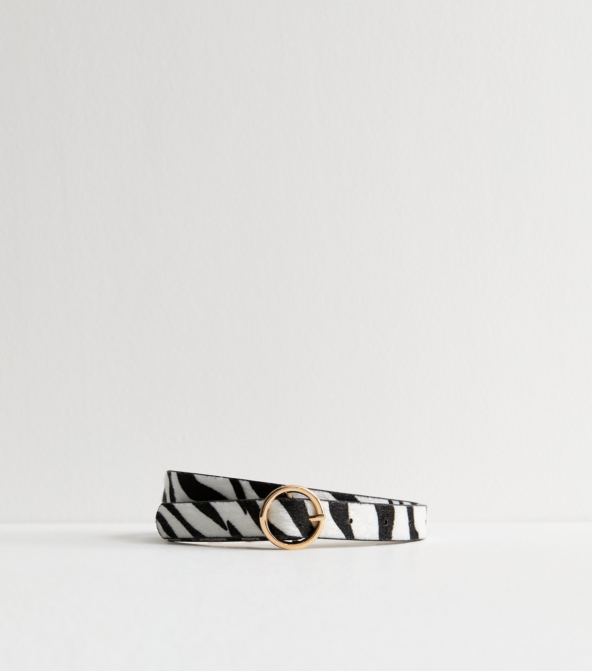 Black Brushed Zebra Print Belt New Look
