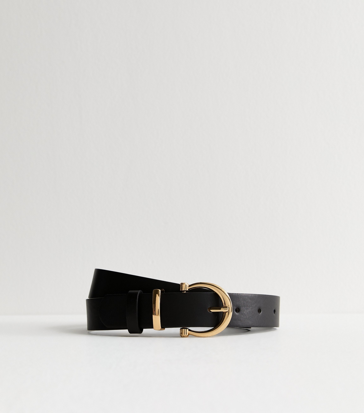 Black Faux Leather Buckle Belt New Look