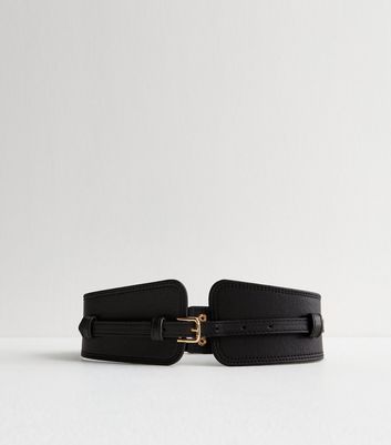Black Faux Leather Buckled Waist Belt New Look