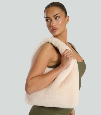 South Beach Cream Faux Fur Grab Bag New Look