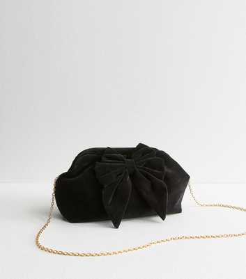 Black Bow Velvet Clutch Bag 