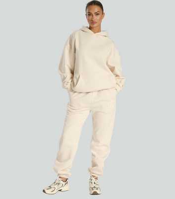 South Beach Cream Borg Fleece Lined Aspen Drawstring Cuffed Joggers