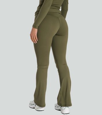 South Beach Khaki Flared High Waist Leggings New Look