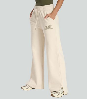 South Beach Cream Pilates Wide Leg Joggers New Look