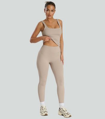 South Beach Stone High Waist Leggings New Look