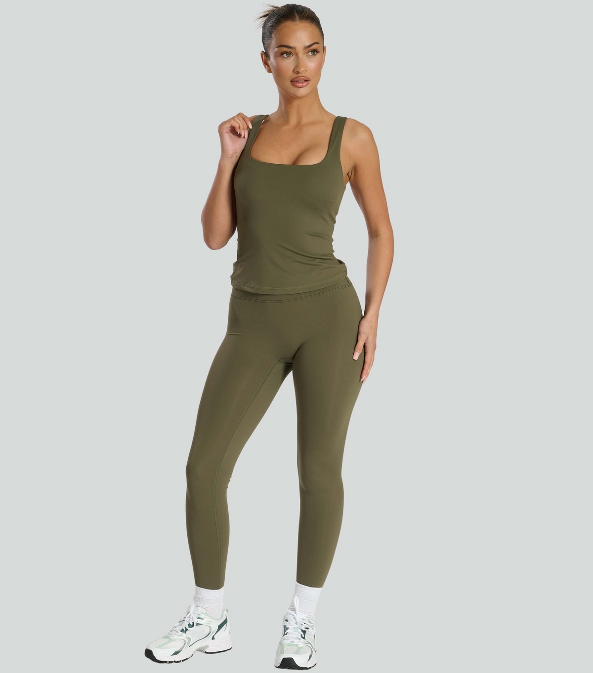 Women's Khaki High Waist Leggings South Beach New Look