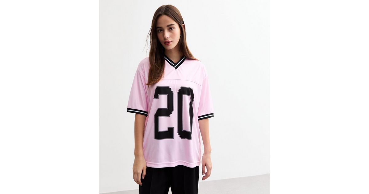 Pink Oversized 20 Football T-Shirt New Look