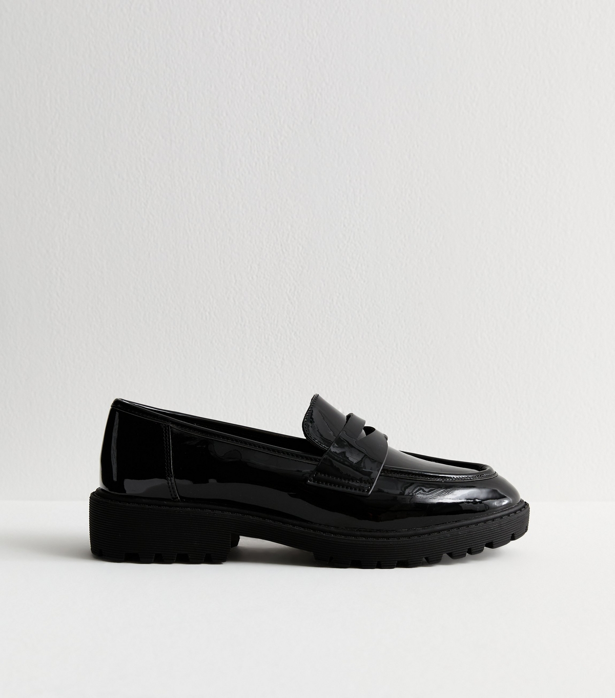 Women's Black Penny Strap Patent Loafers New Look