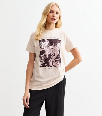 Off White Cotton La Vie En Rose T-Shirt New Look